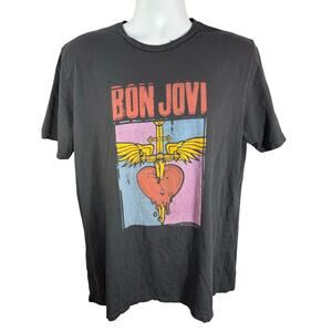 Reserve 84 Bon Jovi Black T-Shirt Size XL Heart With Cross